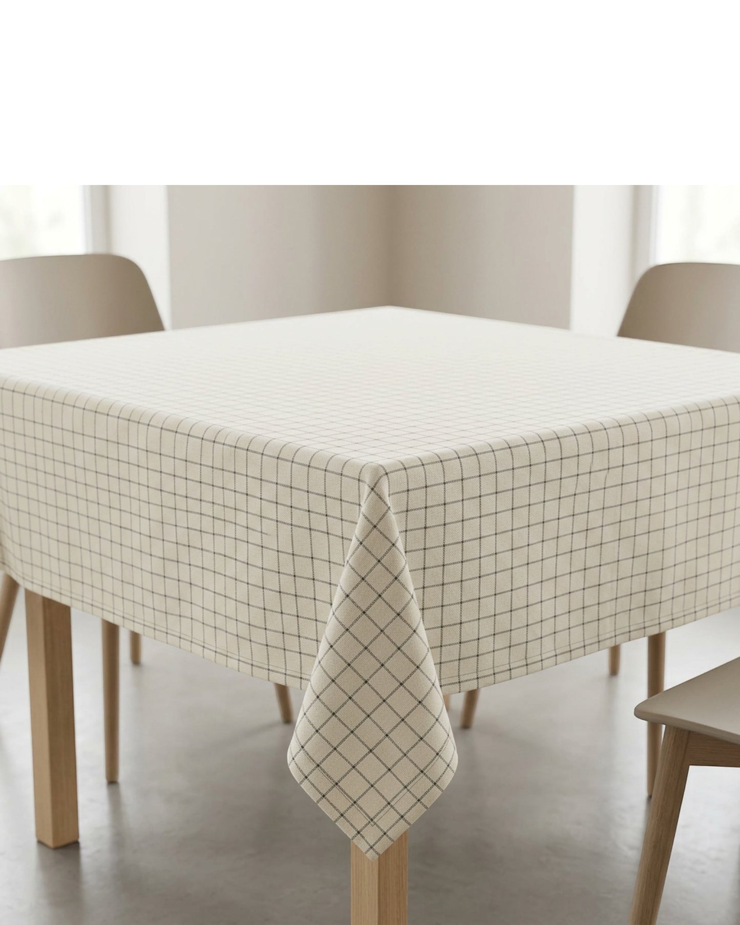 Housi Jacquard Square Tablecloth 140 x 140 cm Cream and Graphite - Lifestyle view