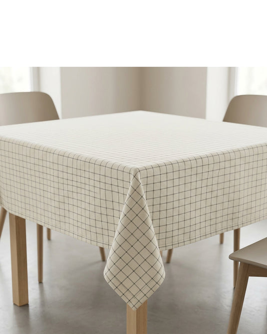 Housi Jacquard Square Tablecloth 140 x 140 cm Cream and Graphite - Lifestyle view