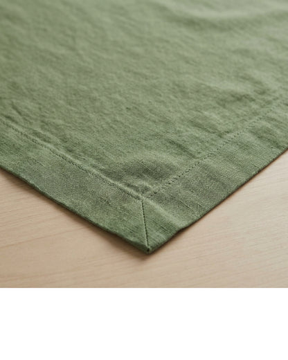 Housi Washed Cotton Rectangular Tablecloth 140 x 220 cm Moss - Detail view
