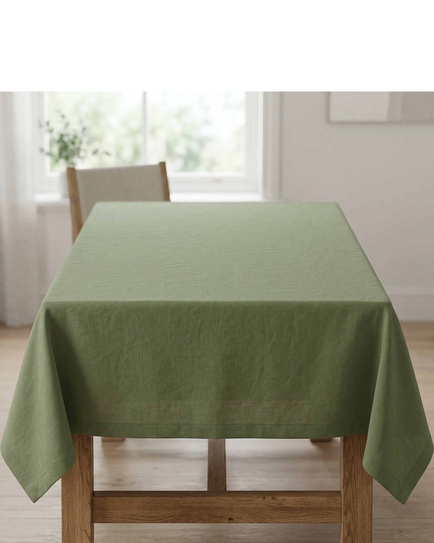 Housi Washed Cotton Rectangular Tablecloth 140 x 220 cm Moss - Lifestyle view