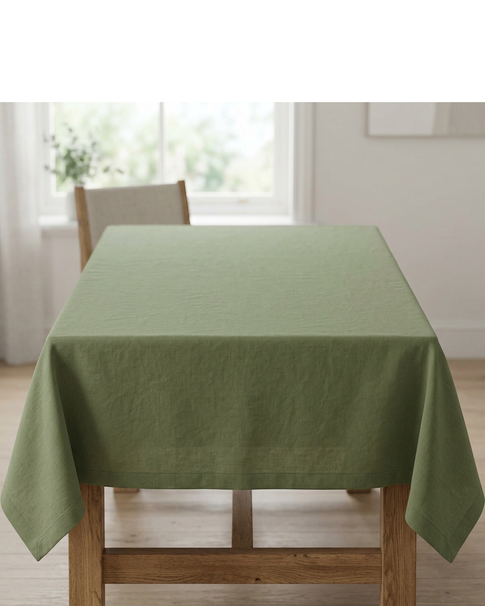 Housi Washed Cotton Rectangular Tablecloth 140 x 220 cm Moss - Lifestyle view